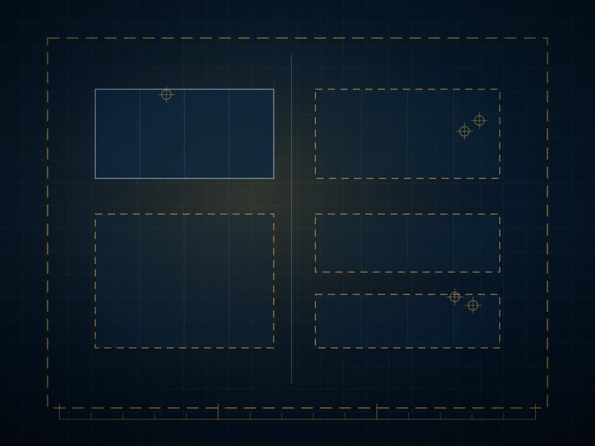 A development site plan showing a built footprint and dashed future phases.